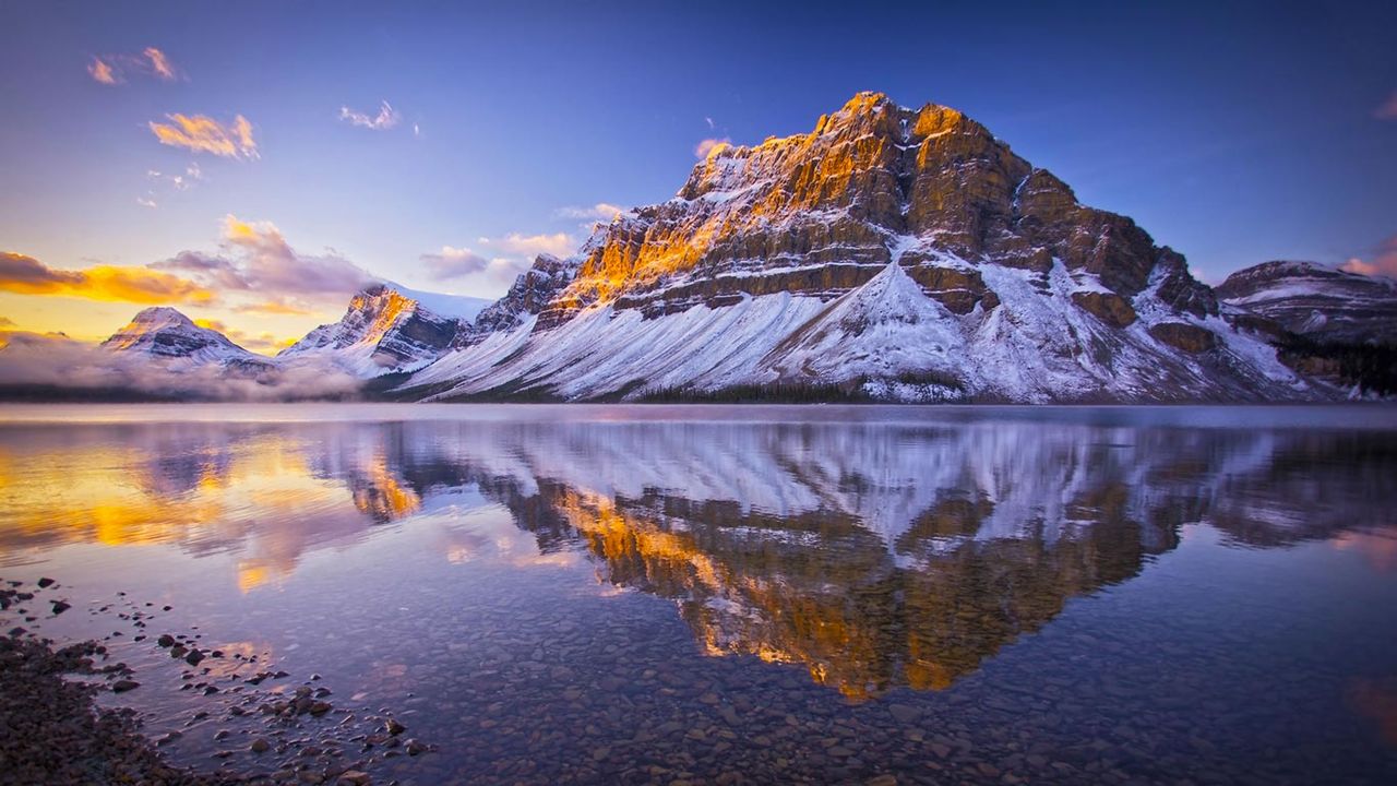 Crowfoot Mountain and Bow Lake, Banff National Park, Alberta, Canada