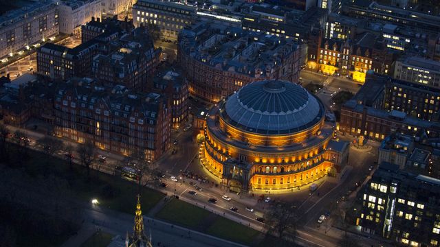Aerial view of the Royal Albert Hall in South Kensington, London