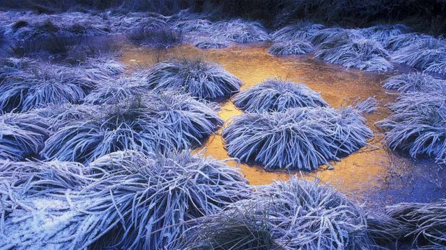 Heavy frost in Las Médulas, Spain