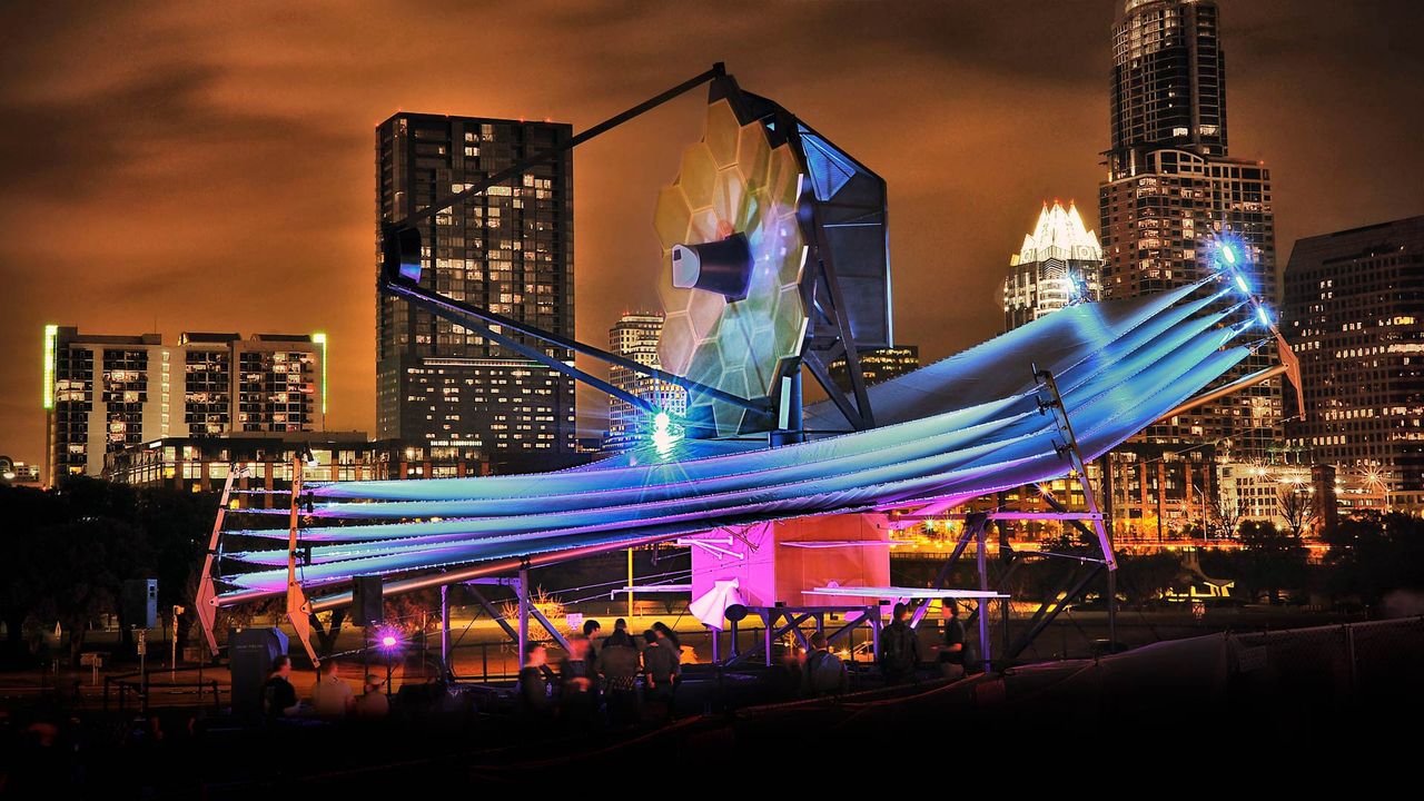 Full-scale model of the James Webb Space Telescope on display in Austin, Texas 