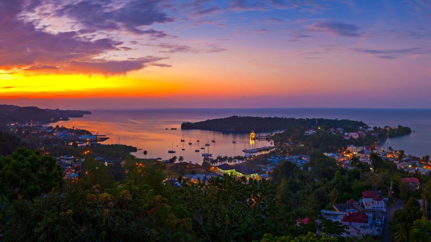 View of Port Antonio in honour of Jamaica Independence Day 
