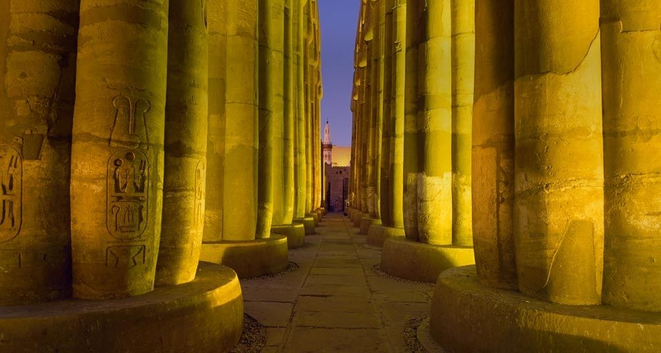 Columns in the Court of Amenophis III, Luxor Temple, Luxor, Egypt