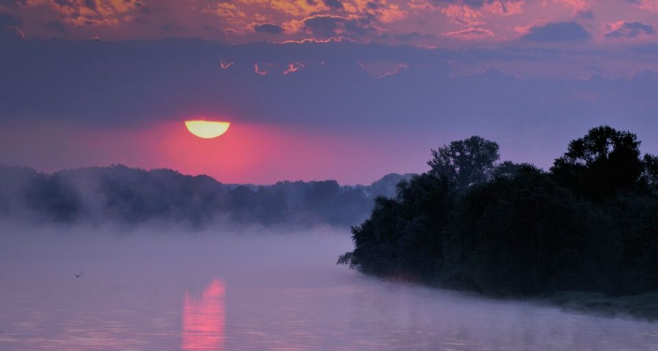 Lever de soleil sur la Loire près de Chaumont-sur-Loire, Loir-et-Cher