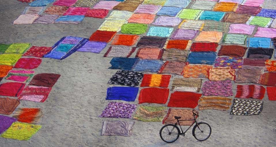 Indian saris drying in the sun