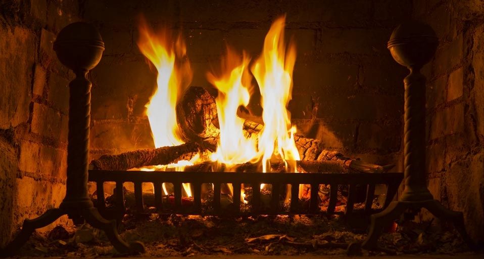 Fire in fireplace