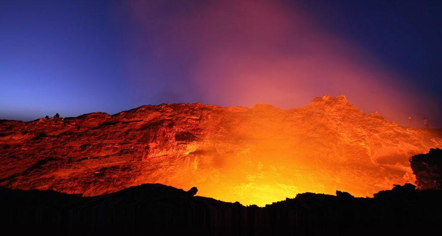 Lava lake in the glowing crater of Erta Ale volcano, Ethiopia