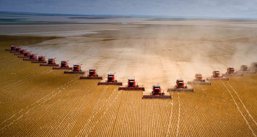 Soybeans are harvested at Fartura Farm, in Mato Grosso state, Brazil – Paulo Fridman/Corbis ©