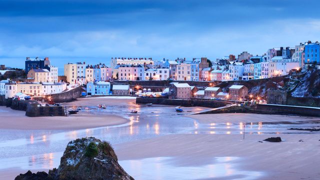 Wintertime at Tenby Harbour in Pembrokeshire, Wales