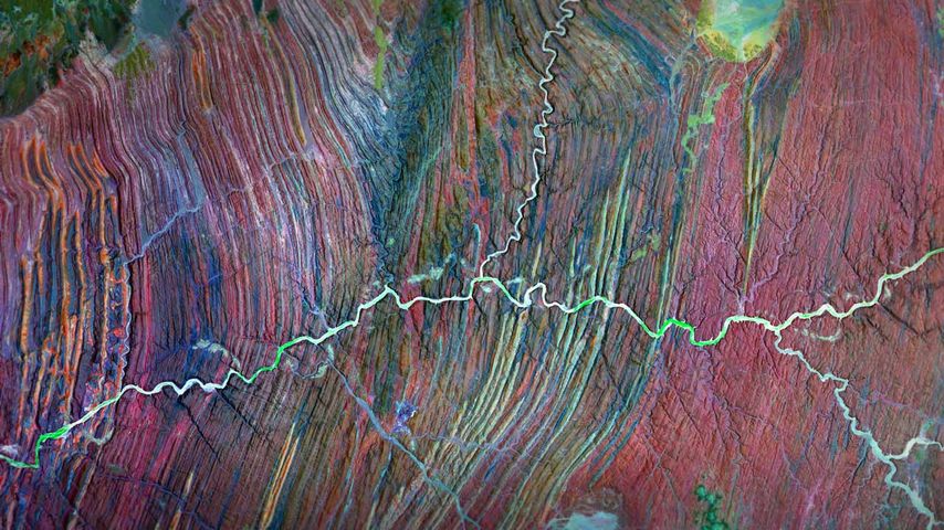 纳米比亚乌加河的复合卫星图像 