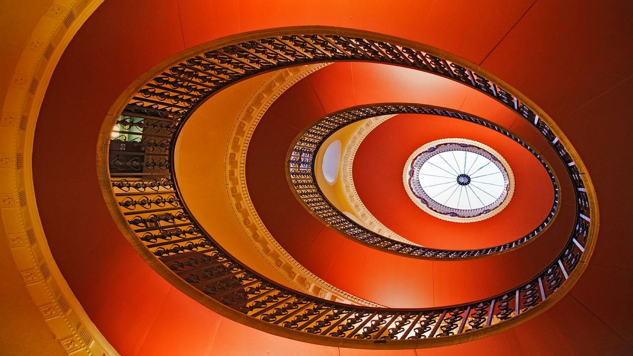 Interior view of a skylight in Willersley Castle, Cromford, Derbyshire 