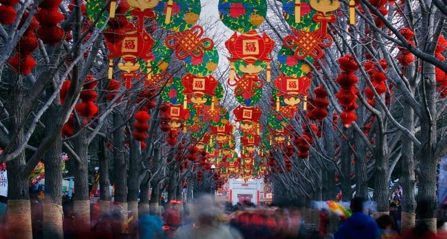 Lantern decorations at Dìtán Park in Beijing, China