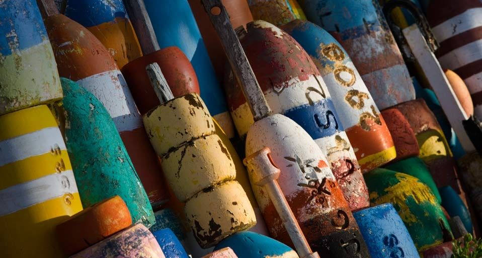 Lobster buoys in Rockport, Massachusetts