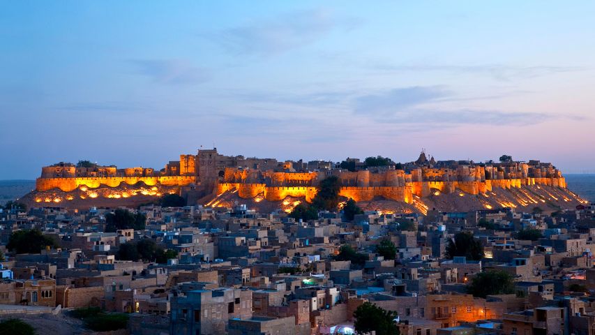 Jaisalmer Fort, Rajasthan at dusk.