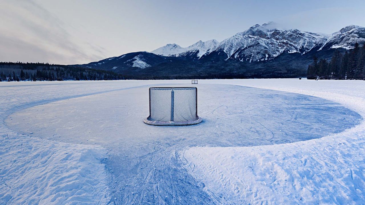 Outdoor rink on Pyramid Lake, Jasper, Alberta 