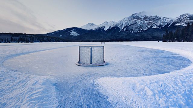 Outdoor rink on Pyramid Lake, Jasper, Alberta 