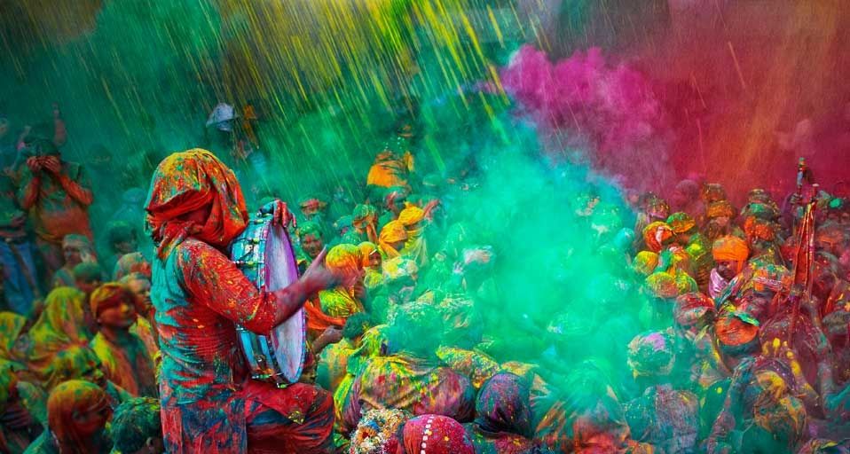 Gathering of people during Holi