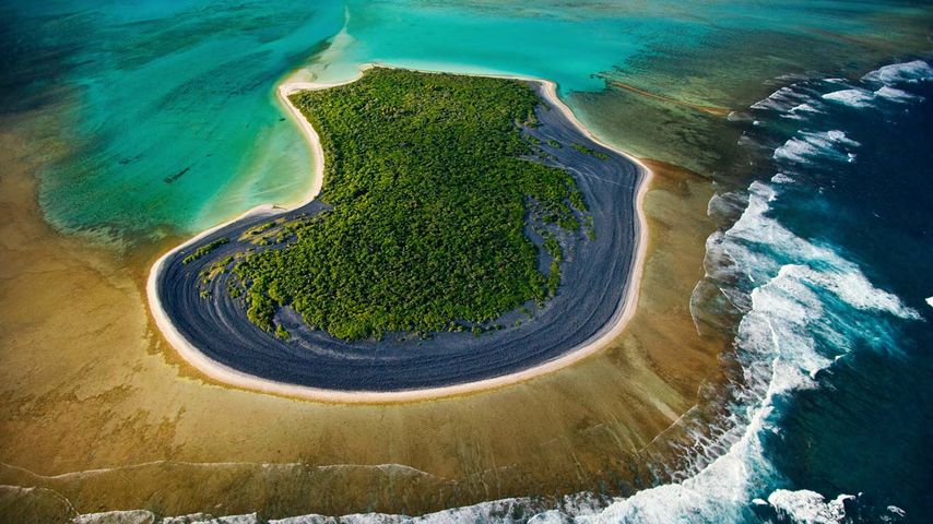 Îlot Nuami dans l’atoll de Nokanhui au sud de l’île des Pins, Nouvelle-Calédonie 
