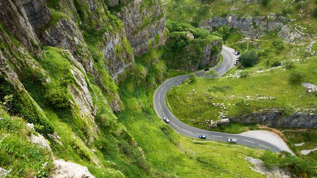 A road winding through Cheddar Gorge, Somerset
