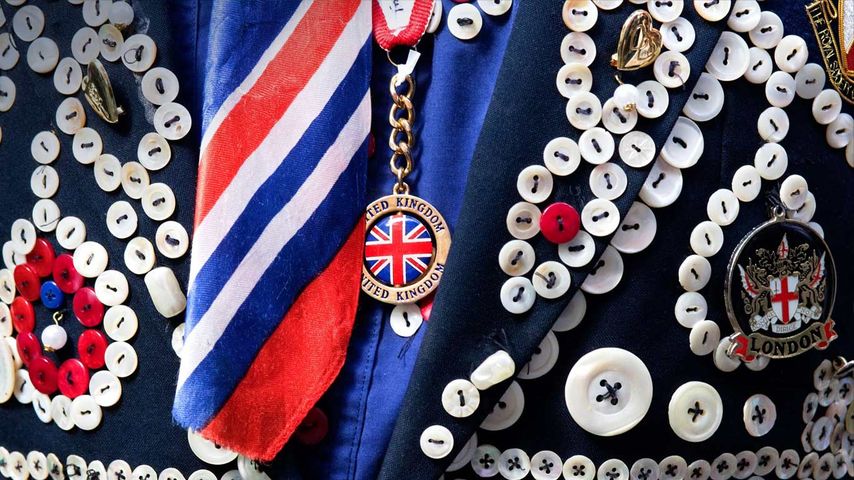 Detail of Pearly King Costume, Covent Garden, London