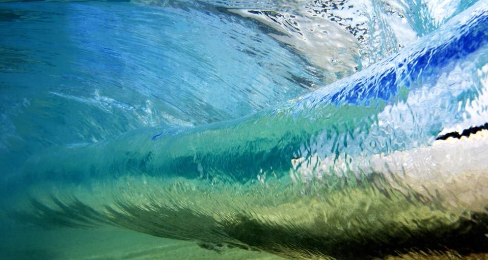 Underwater view of wave in Hawaii