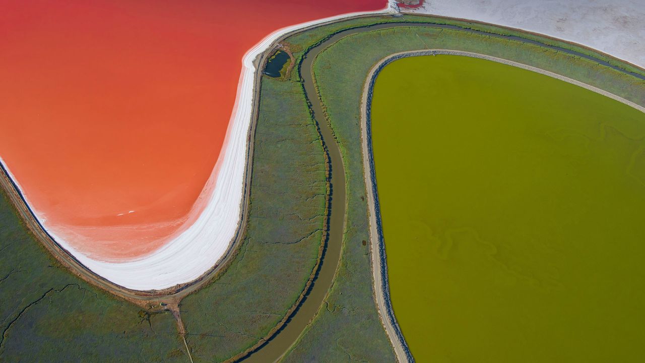 Salt evaporation ponds in San Francisco Bay, California, USA 