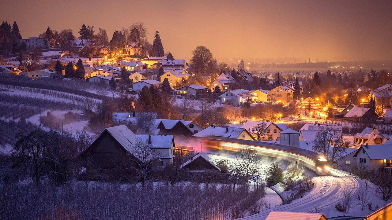 Blick vom Hermannsberg nahe Bodolz, Bayern, Deutschland