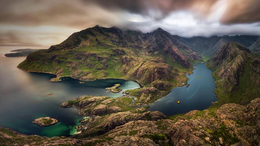 Loch na Cuilce and Loch Coruisk with Black Cuillin in the background, Isle of Skye, Scotland