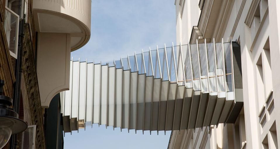 Bridge of Aspiration connecting the Royal Opera House with the Royal Ballet School in London, England