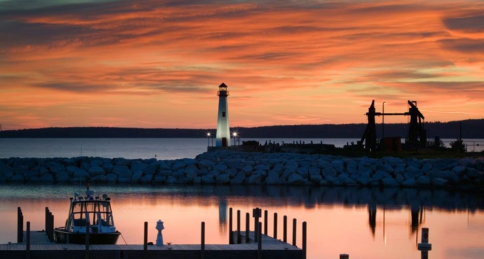 Wawatam Light in St. Ignace on Lake Huron, Upper Peninsula, Michigan