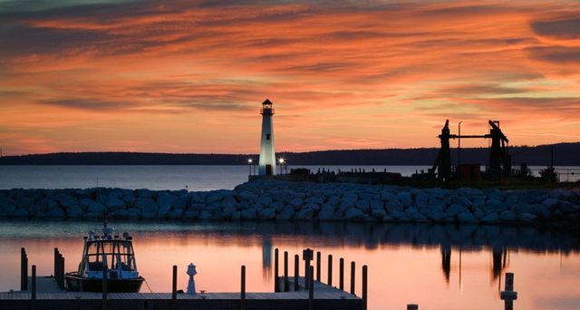 Wawatam Light in St. Ignace on Lake Huron, Upper Peninsula, Michigan