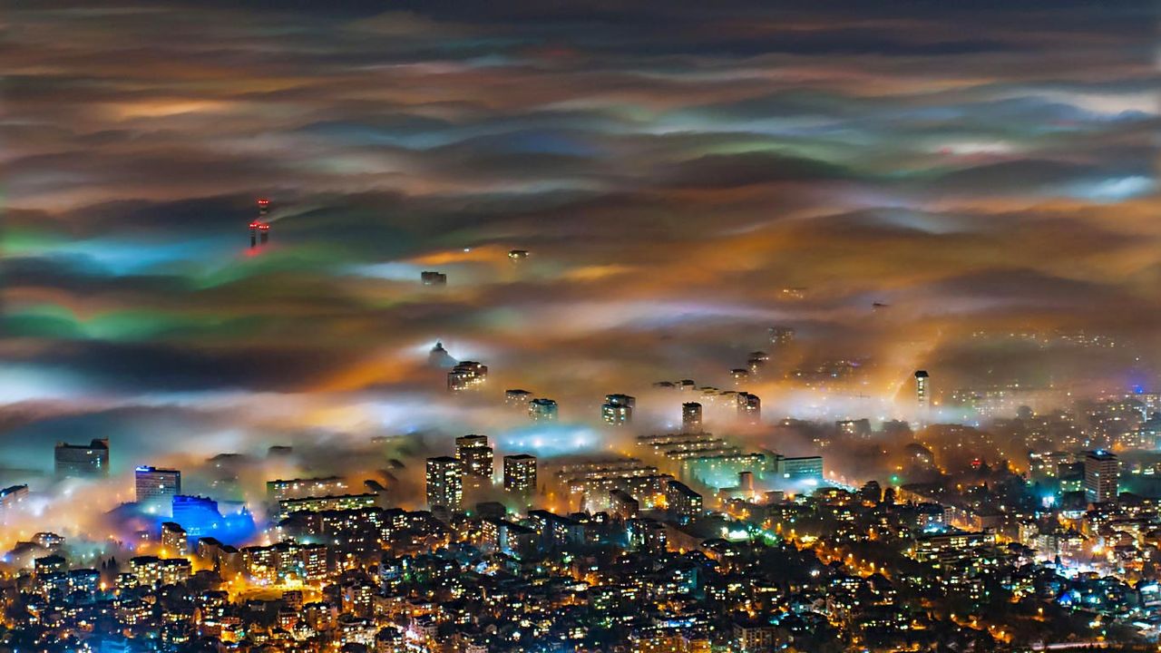 Fog over Sofia, Bulgaria 