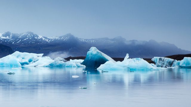 Ice in Jökulsarlon, a glacier lagoon in southeast Iceland