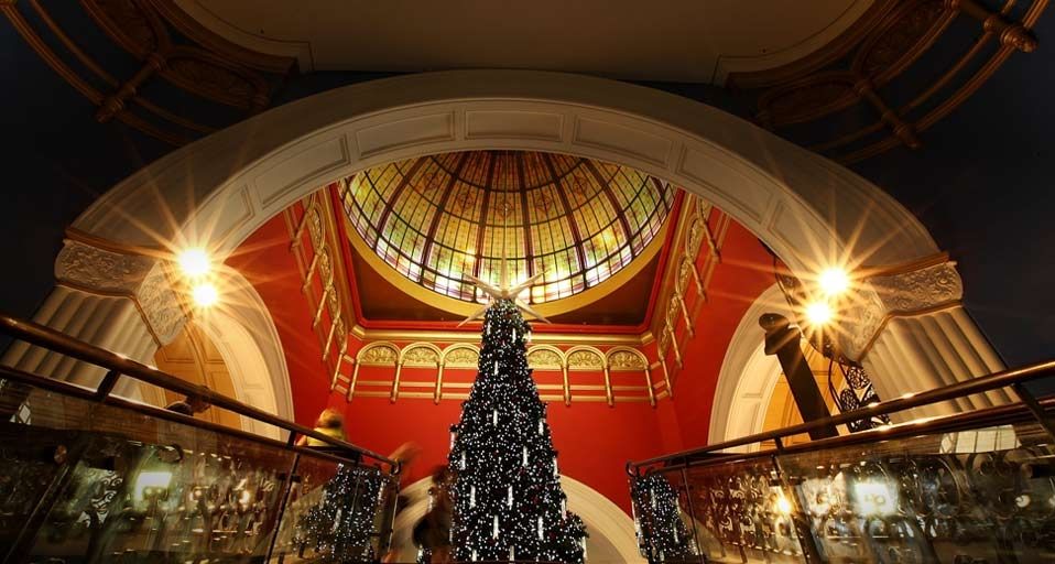 The large Christmas tree inside the Queen Victoria Building, Sydney, Australia