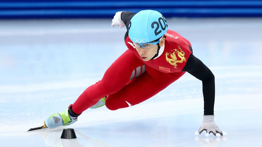 俄罗斯索契冬奥会第3天2014年2月10日，男子短道速滑1500米项目竞赛中的韩天宇