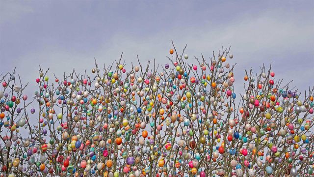 Ostereierbaum (Easter egg tree) in Saalfeld, Germany