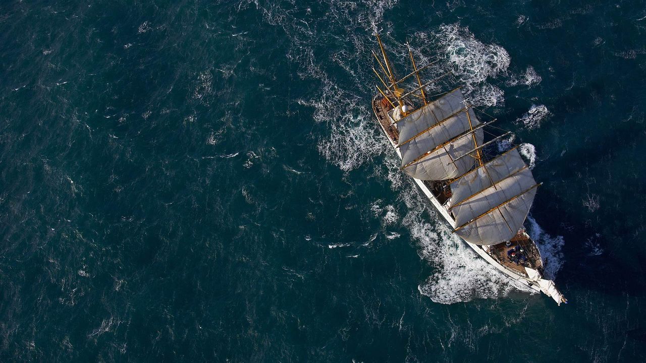 German Navy tall ship Gorch Fock in waters close to Reykjavík, Iceland