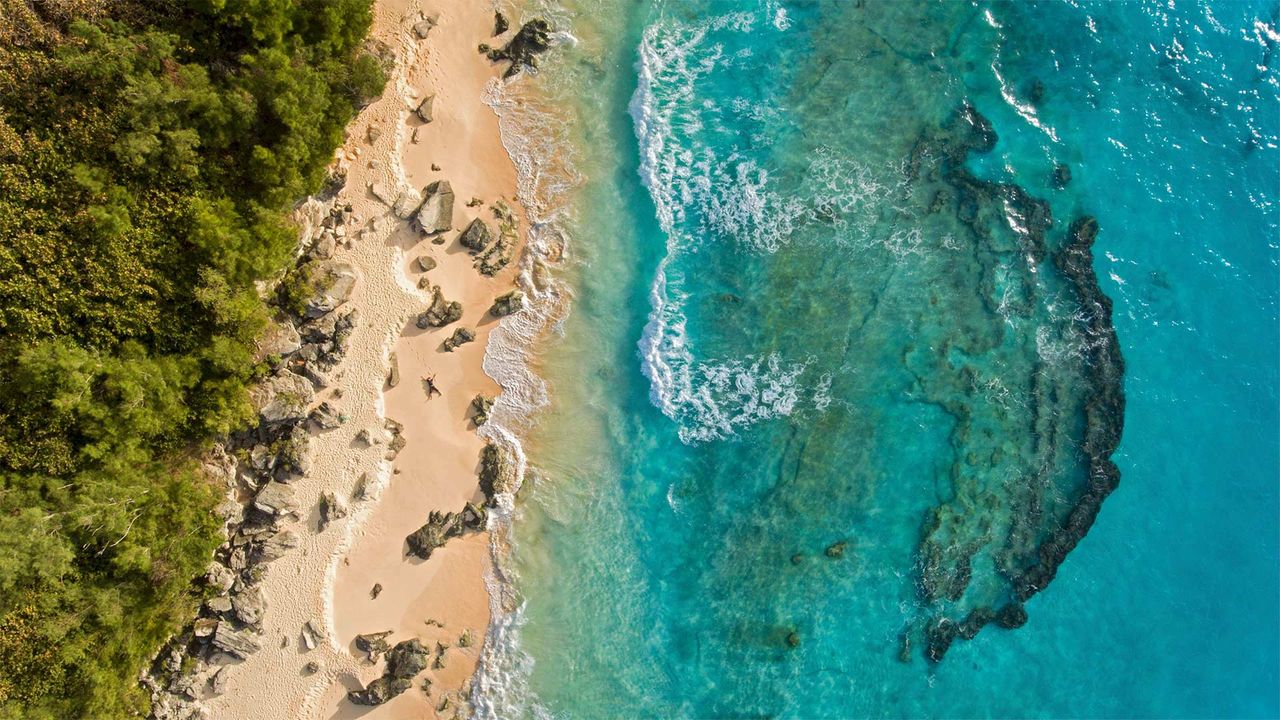 Aerial view of Marley Beach, Bermuda