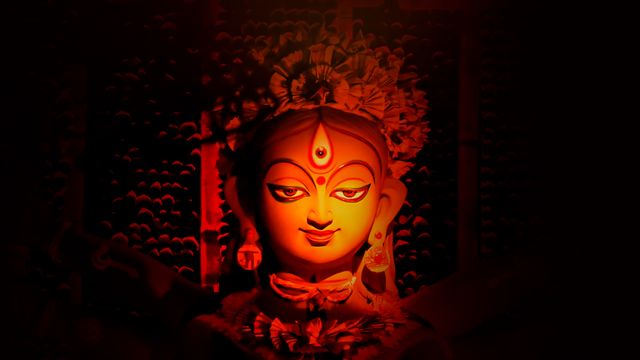 Goddess Durga idol in a pandal