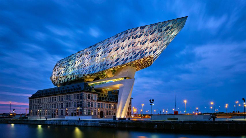 Edificio Port House, progettato dallo studio di architettura Zaha Hadid Architects, Anversa, Belgio