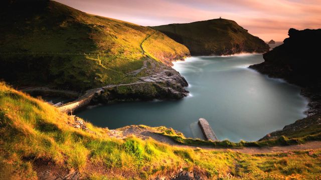 Boscastle harbor on the Cornish coast of England