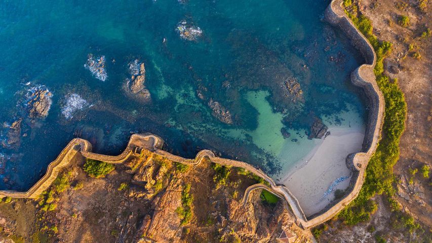 Aerial view of Sindhudurg Fort, Maharashtra coast