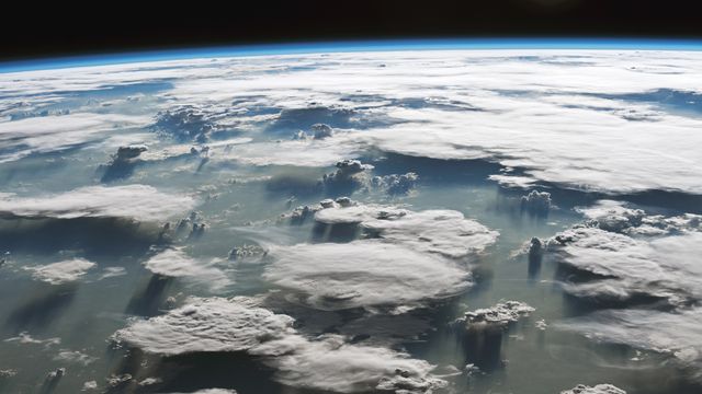 Large anvil clouds above the Amazon in Brazil