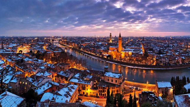 Verona along the Adige River, Italy