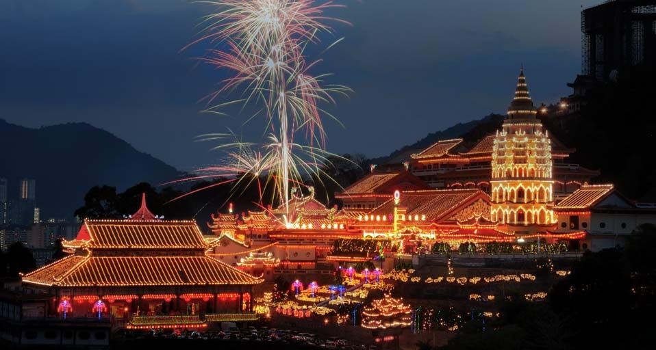 Fireworks at Kek Lok Si Temple, Penang, Malaysia