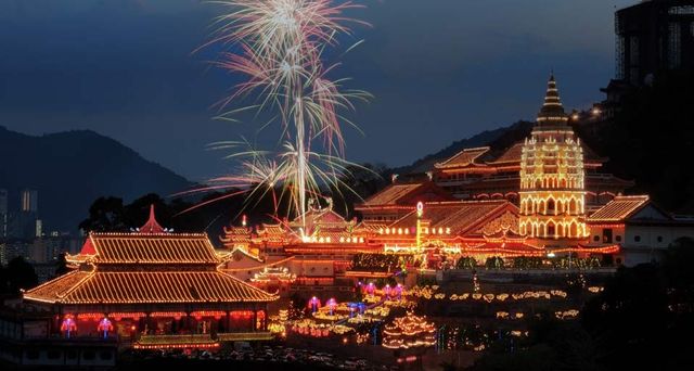 Fireworks at Kek Lok Si Temple, Penang, Malaysia