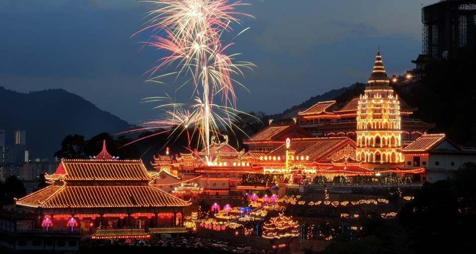 Fireworks at Kek Lok Si Temple, Penang, Malaysia