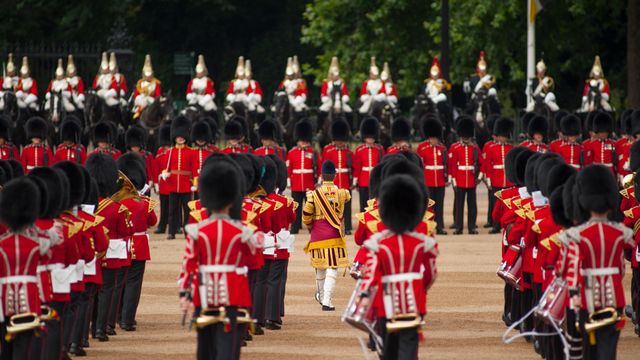 Guards Bands at Horse Guards Parade, London during Trooping the Colour 2014
