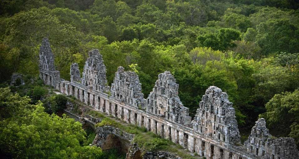 An aerial view of the House of the Doves, Yucatán, Mexico