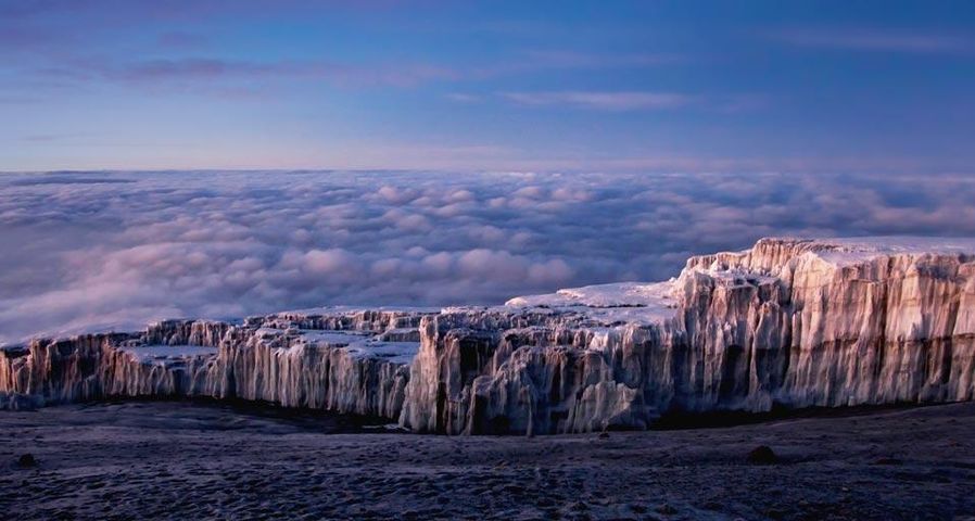 Ice fields at the summit of Mt. Kilimanjaro, Tanzania