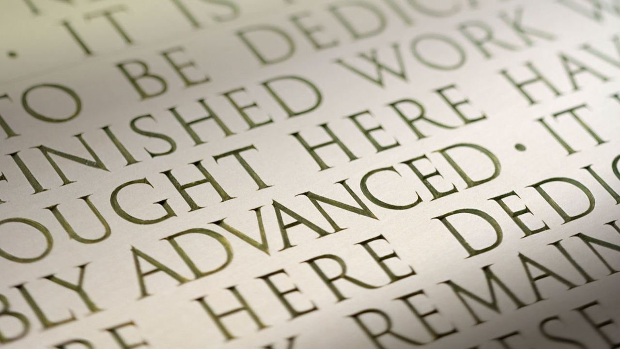 Engraving of the Gettysburg Address at the Lincoln Memorial, Washington, D.C.